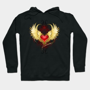 Red Heart with Golden Wings ( Gold Wings ) Hoodie